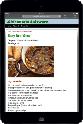 Home Cookin Recipe on the iPad mini