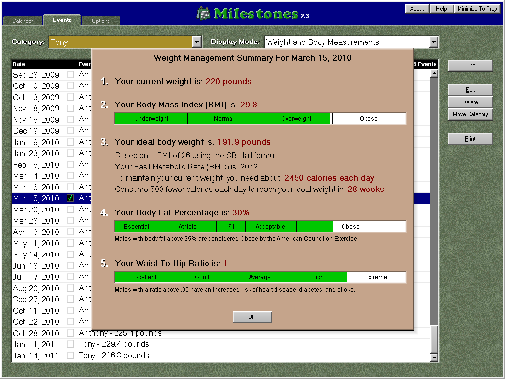 Weight Manager Screenshot